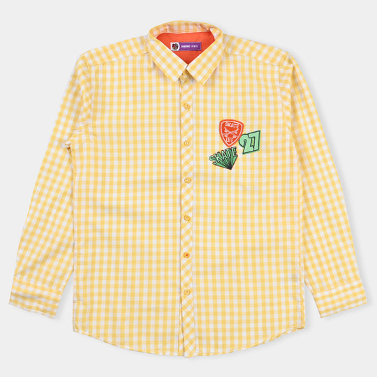 Boys Yarn Dyed Casual Shirt Skate-Yellow