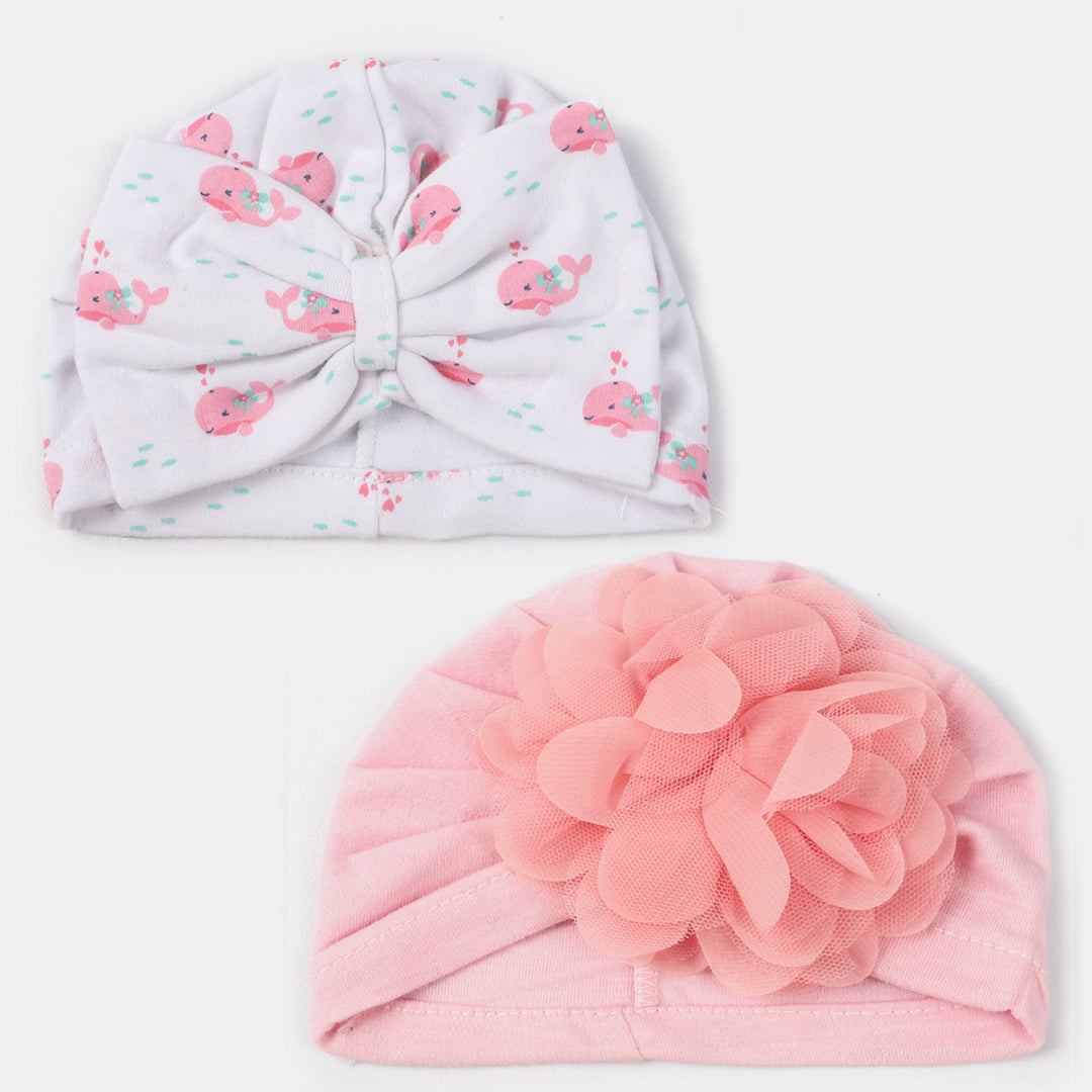 Baby Cap/Hat Flower & Bow Pack Of 2