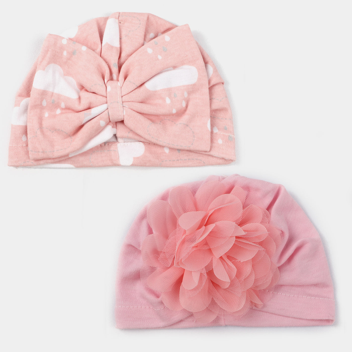 Baby Cap/Hat Flower & Bow Pack Of 2