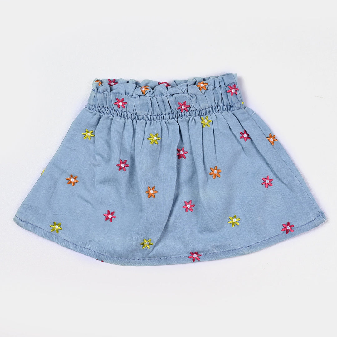 Infant Girls Tensile Denim (Light Denim) Skirt Flower-L. Blue