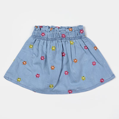 Infant Girls Tensile Denim (Light Denim) Skirt Flower-L. Blue