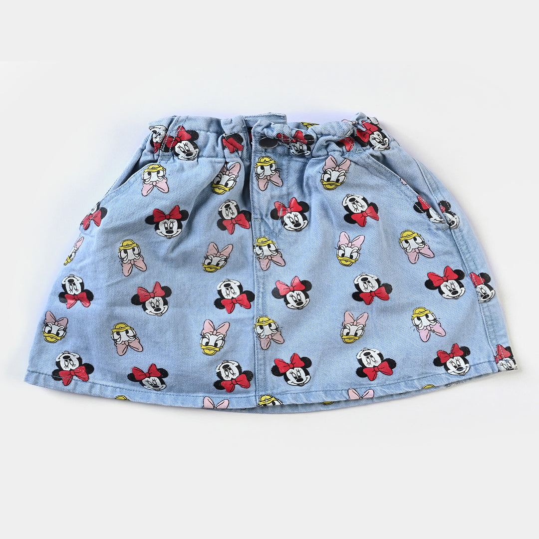 Infant Girls Denim Skirt Printed Character-LIGHT BLUE