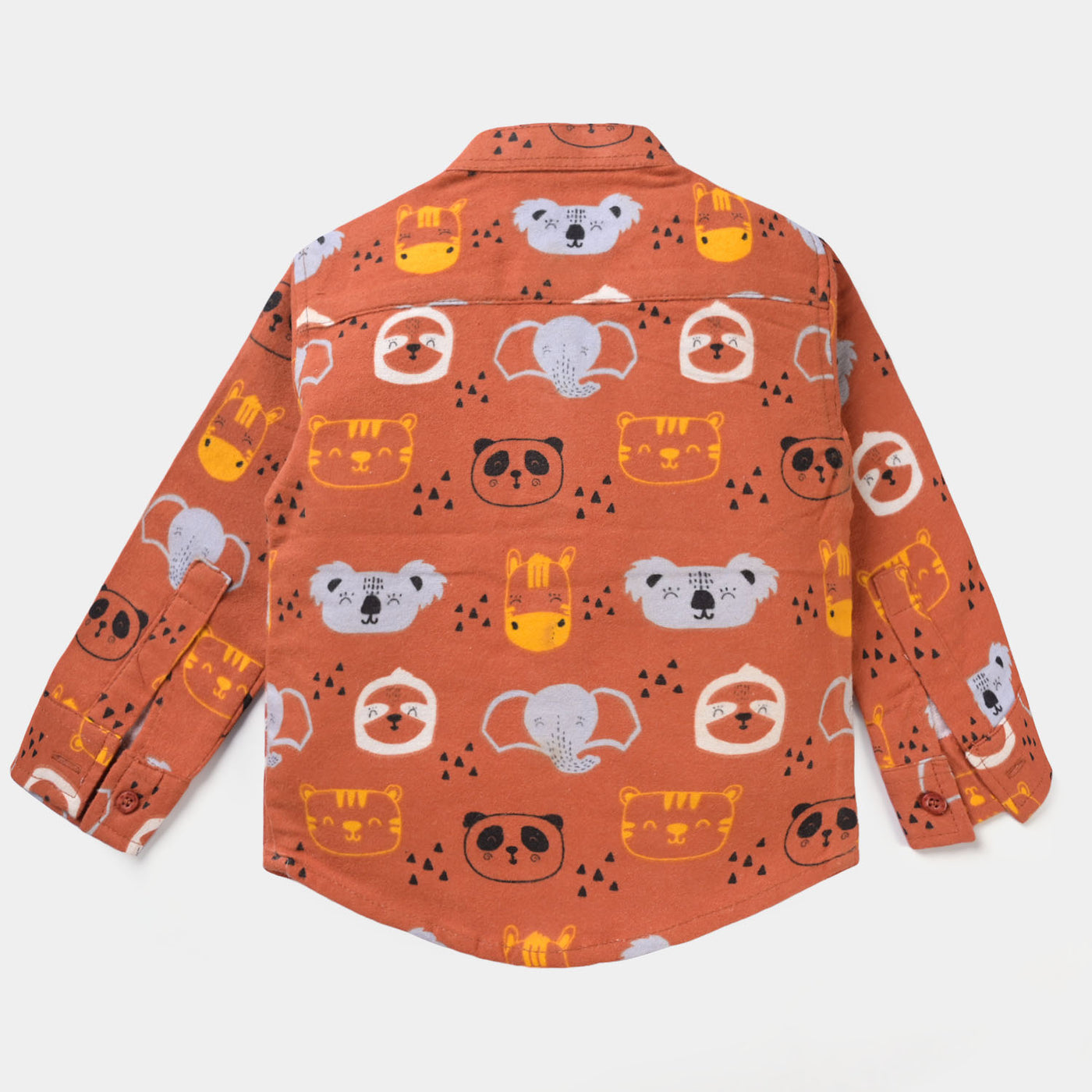 Boys Flannel Casual Shirt Animals Face-BROWN