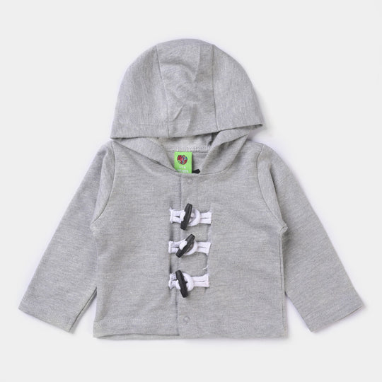 Infant Girls Cotton Terry Jacket Button-D.Grey