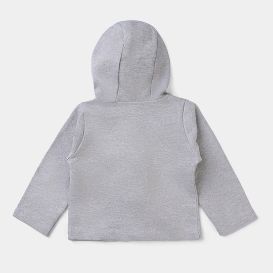 Infant Girls Cotton Terry Jacket Button-D.Grey