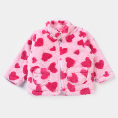 Infant Girls Sherpa Jacket Heart-Pink