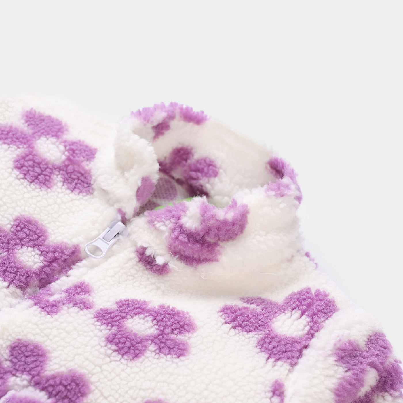 Infant Girls Sherpa Jacket Flower-White