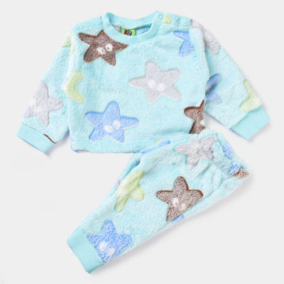 Infant Unisex Sherpa 2PC Suit Stars-Blue