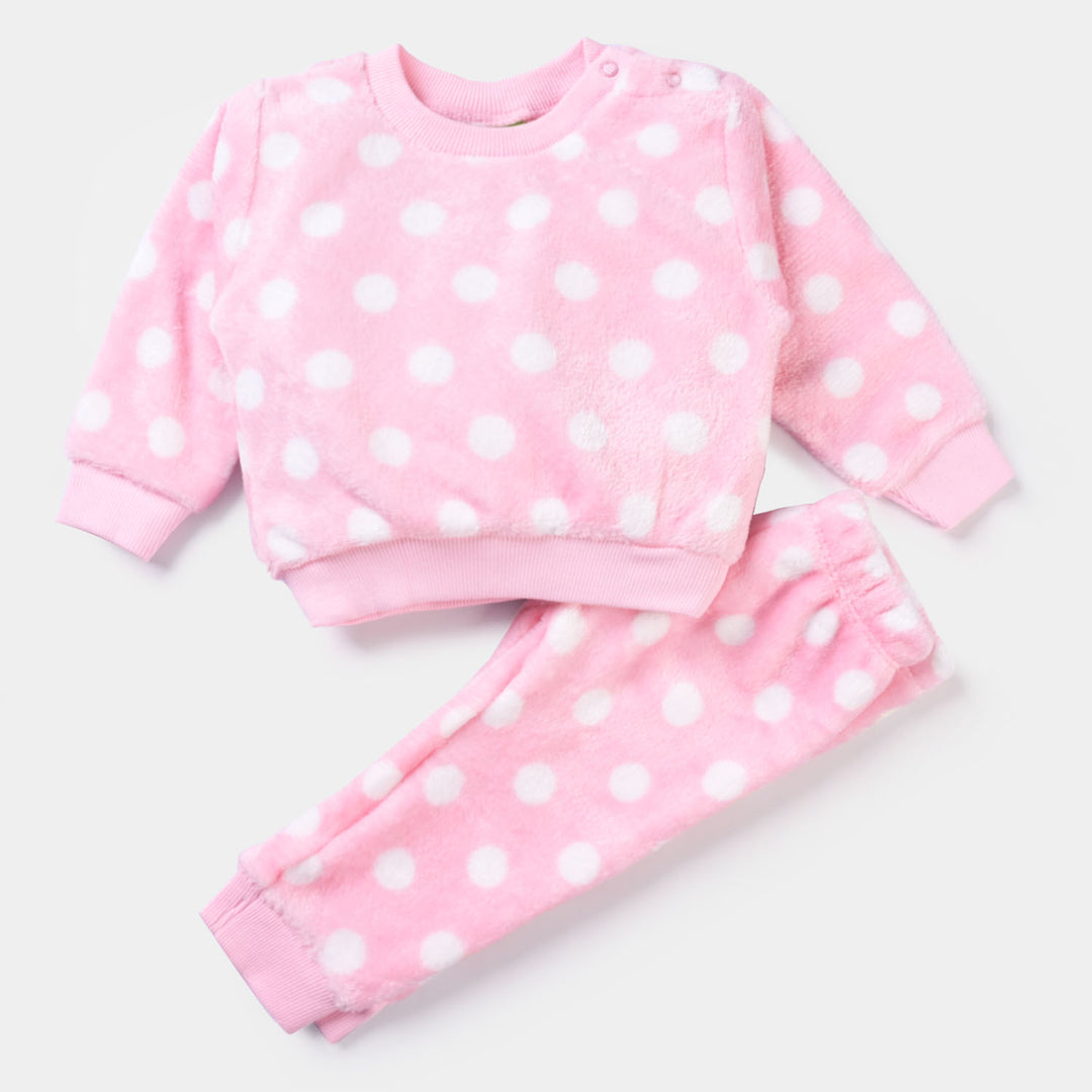 Infant Girls Sherpa 2PC Suit Polka Dot-Pink