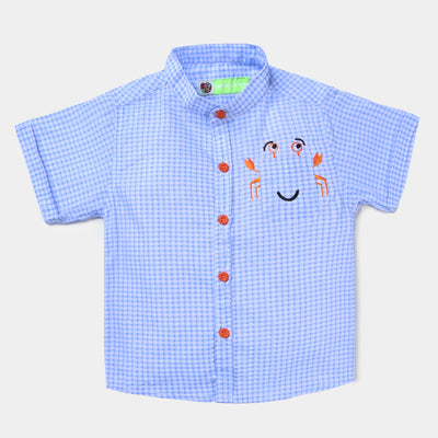 Infant Boys Yarn Dyed Casual Shirt Crab-L/BLUE