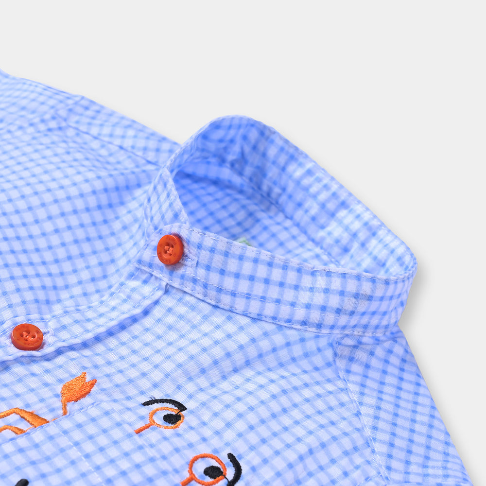 Infant Boys Yarn Dyed Casual Shirt Crab-L/BLUE