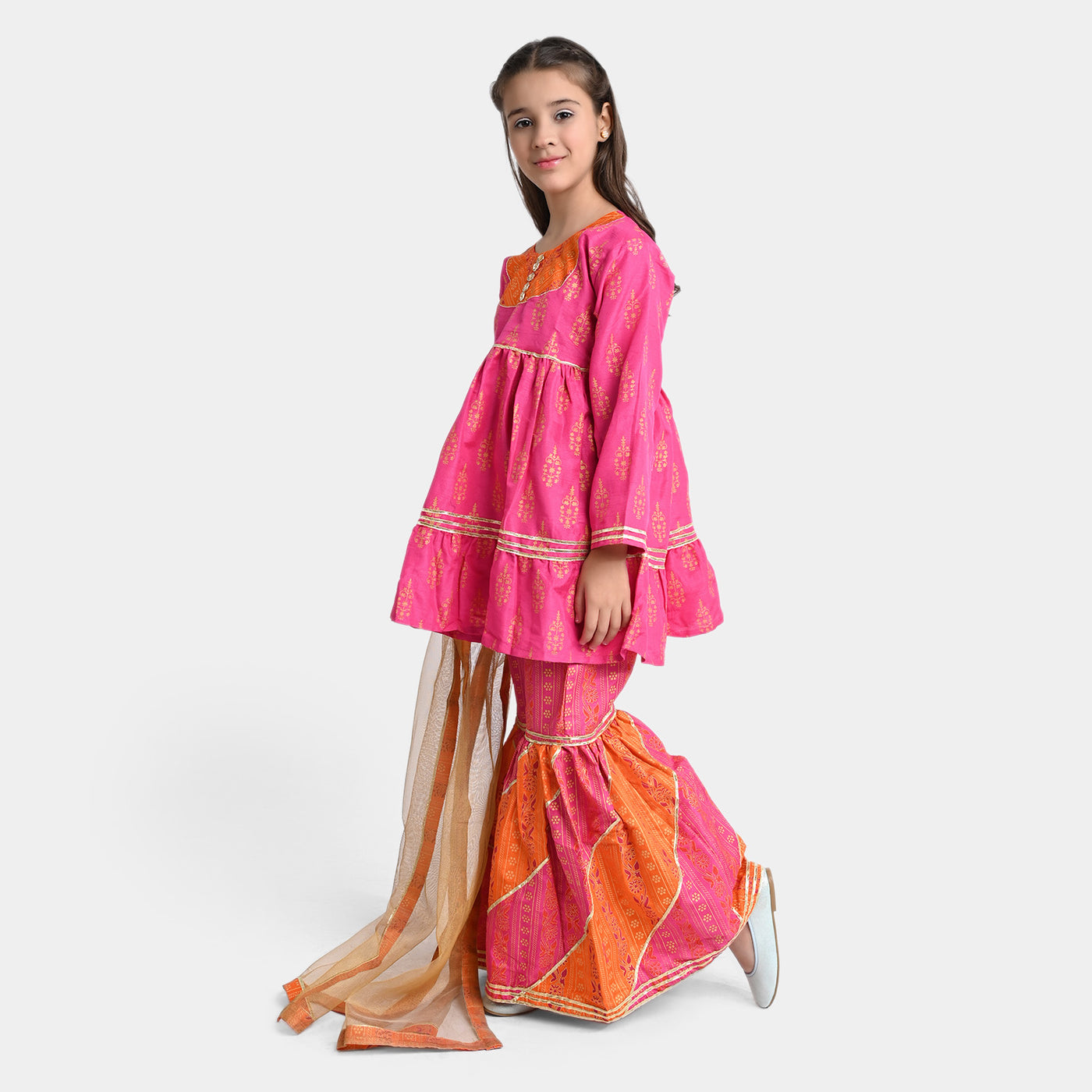 Girls Raw Silk 3PCs Suit Rang Snapshot | Pink