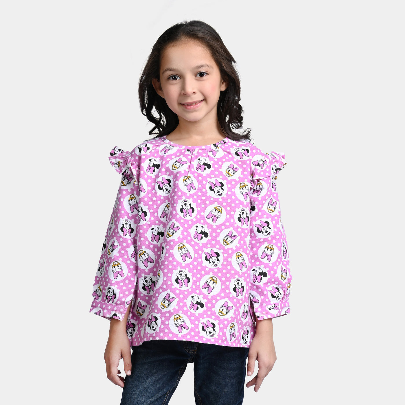 Girls Flannel Casual Top-Pink