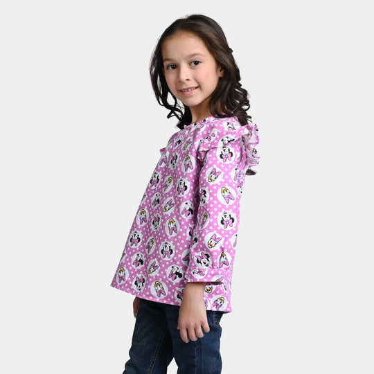 Girls Flannel Casual Top-Light Purple