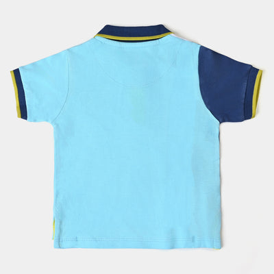 Infant Boys Cotton PK Polo Smiley World Blue