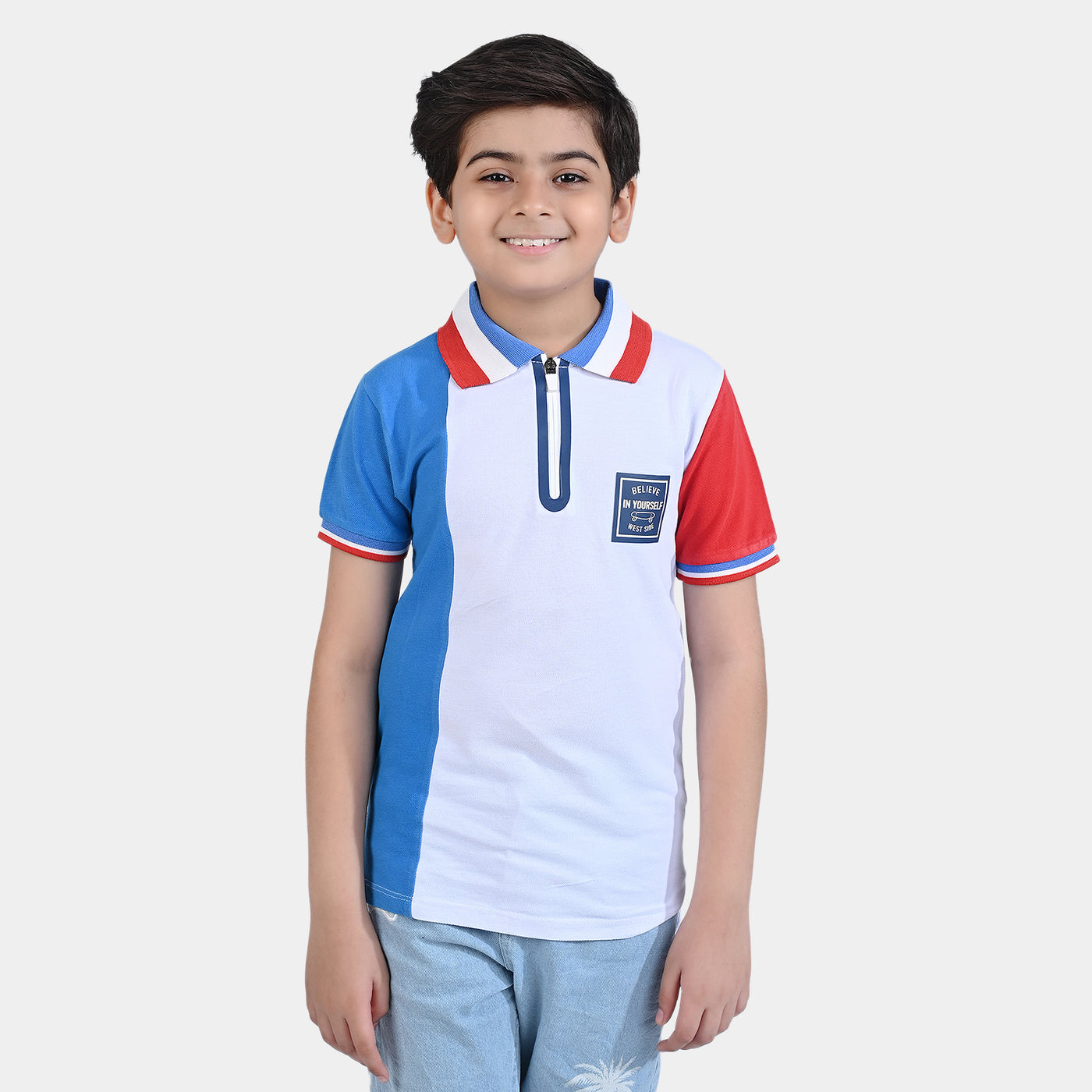 Boys Cotton PK Polo Skate-White