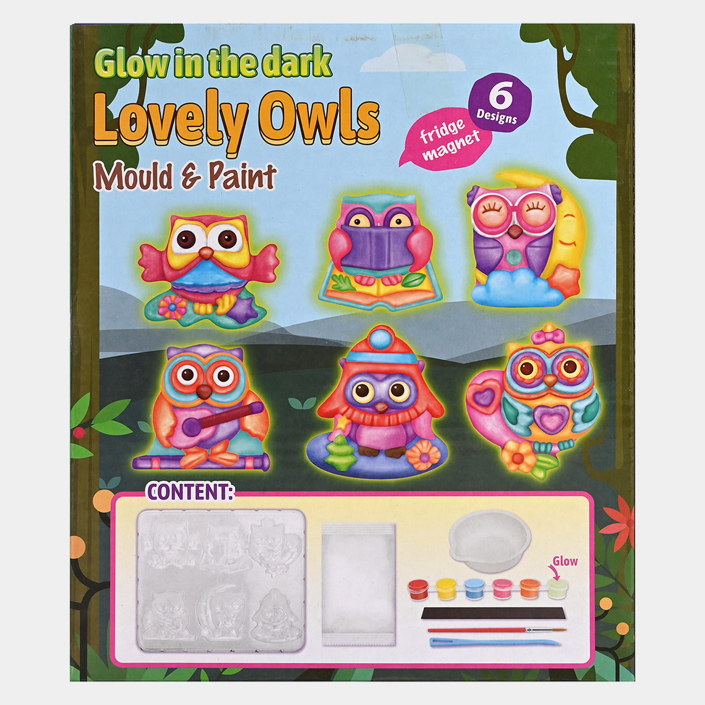 Glow In The Dark Lovely Owls Mould & Paint Play Set For Kids