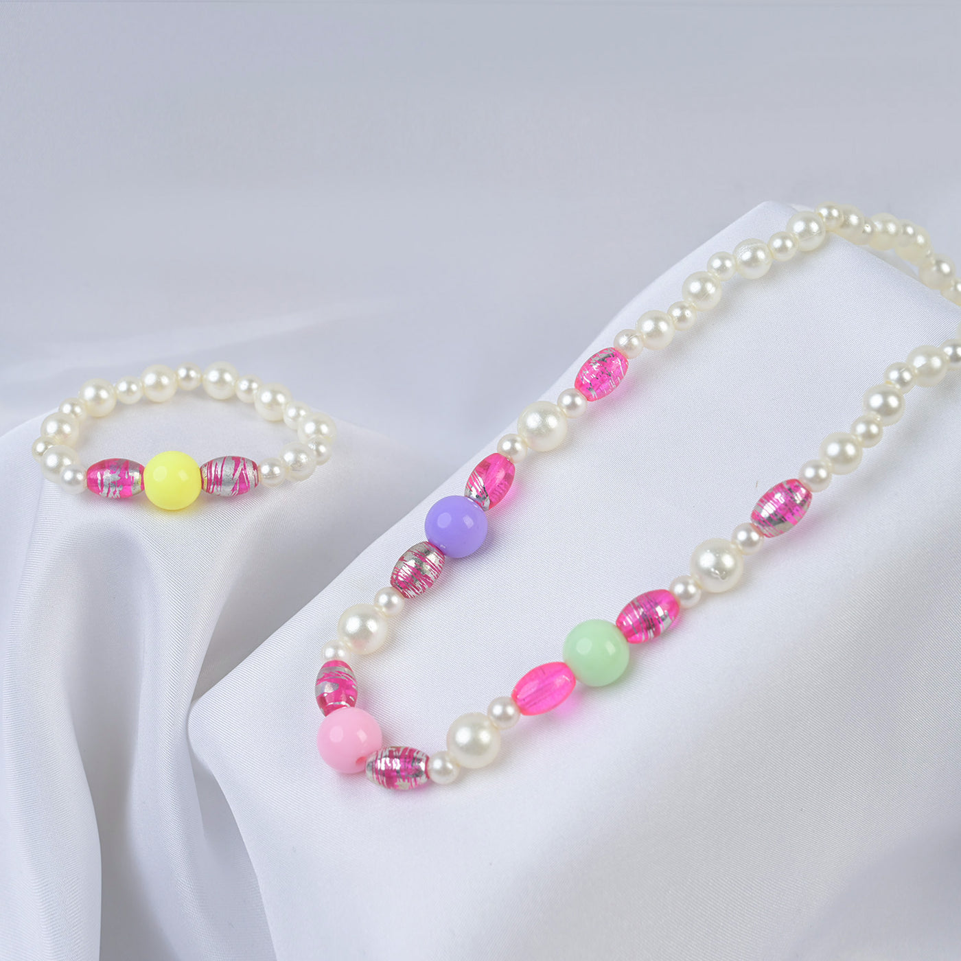 Elegant Beaded Necklace/Mala & Bracelet For Girls