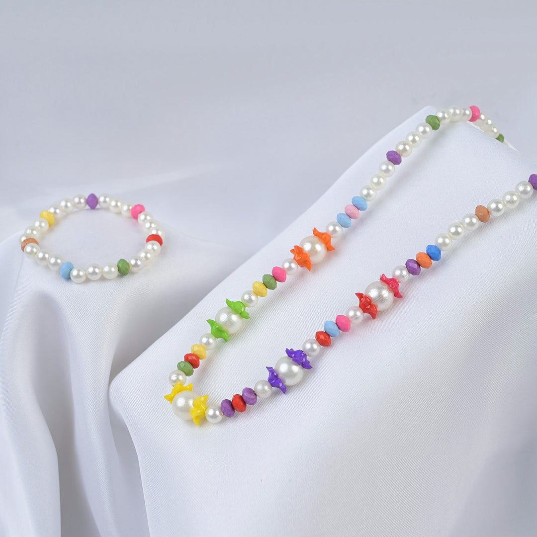 Elegant Beaded Necklace/Mala & Bracelet For Girls