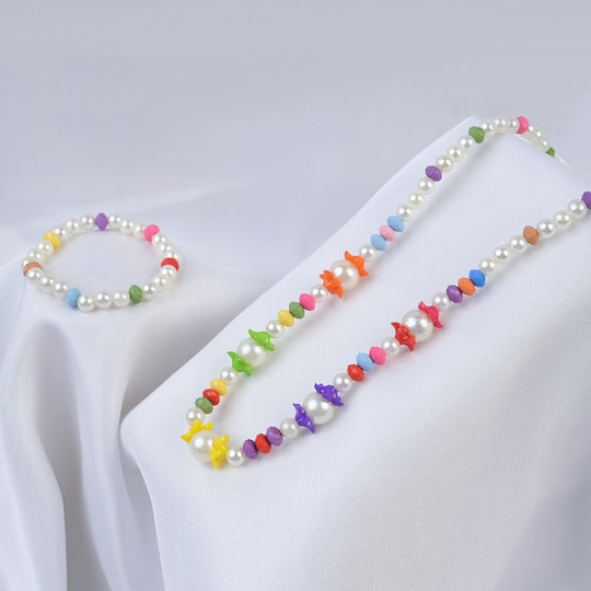 Elegant Beaded Necklace/Mala & Bracelet For Girls