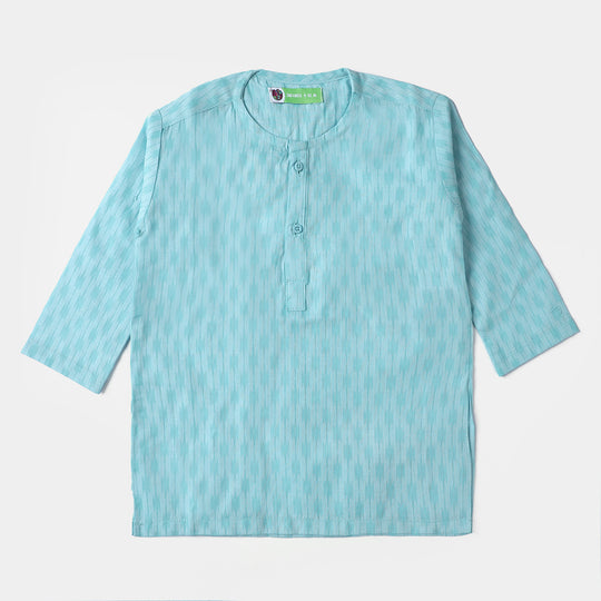 Infant Boys Poly Cotton Woven Basic Kurta Burn Out-Mint