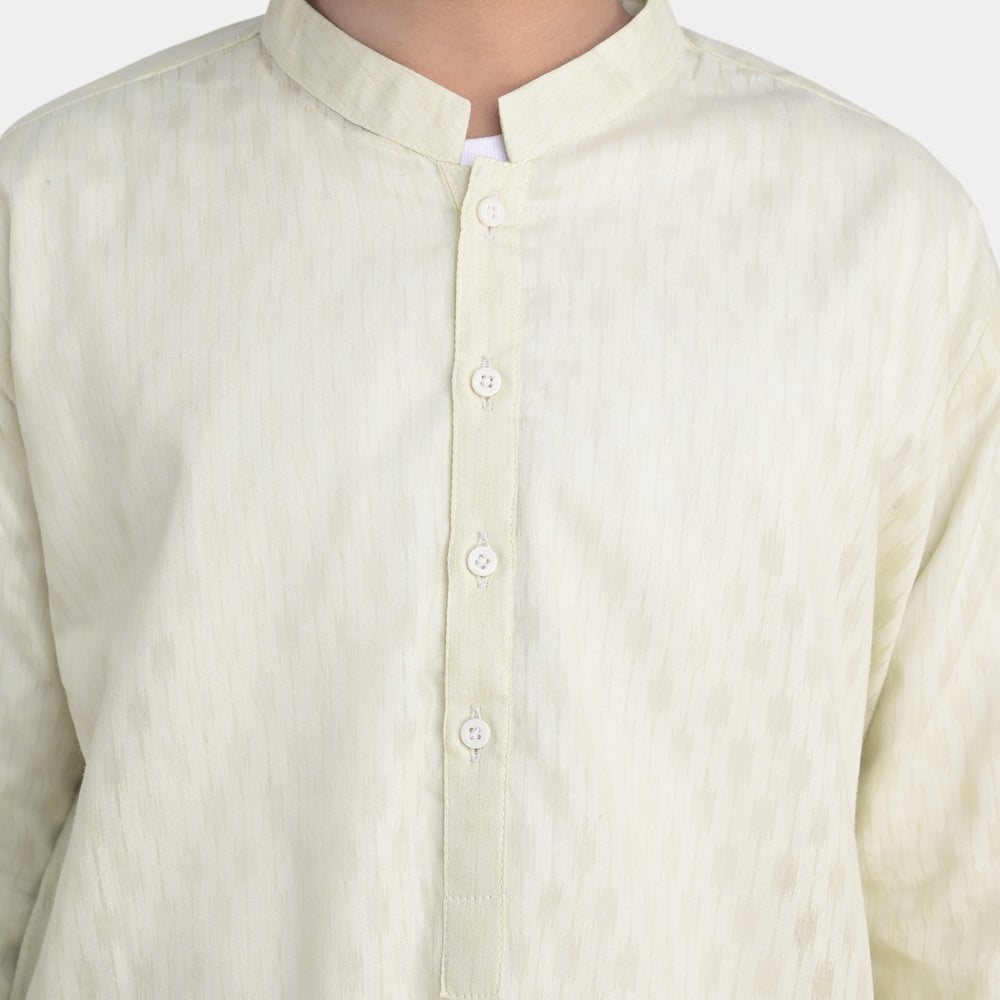 Boys Poly Cotton Woven Basic Kurta Burn Out