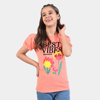 Girls Slub Jersey T-Shirt H/S Best Vibes-D.Flower