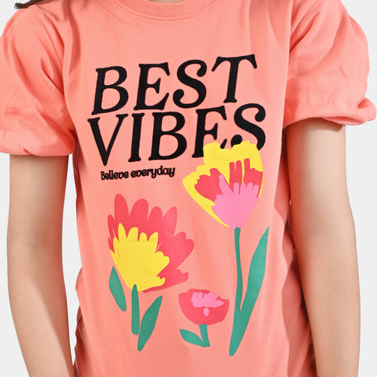 Girls Slub Jersey T-Shirt Best Vibes