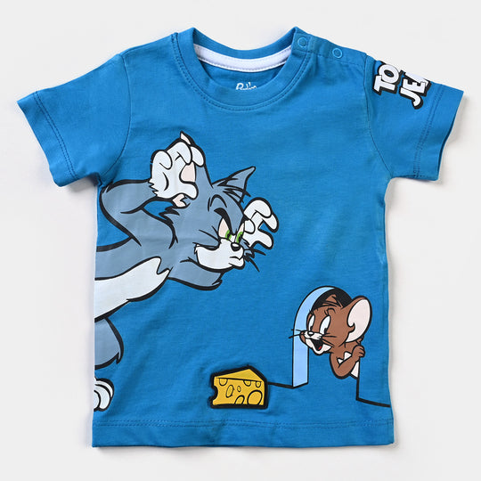 Infant Boys Slub Jersey T-Shirt Character-Methyl Blue