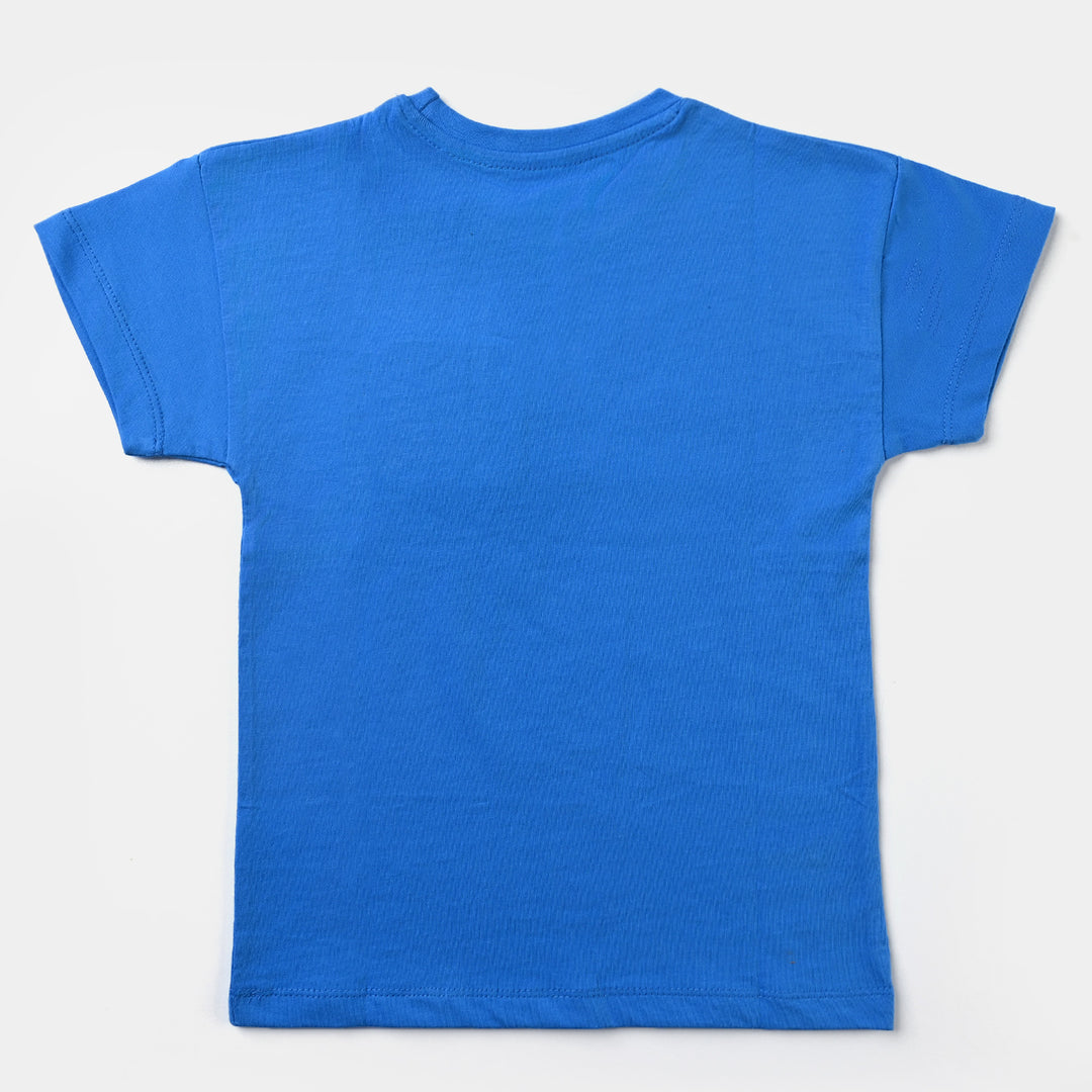 Boys Slub Jersey T-Shirt H/S Velcro Tetris-B.Blue