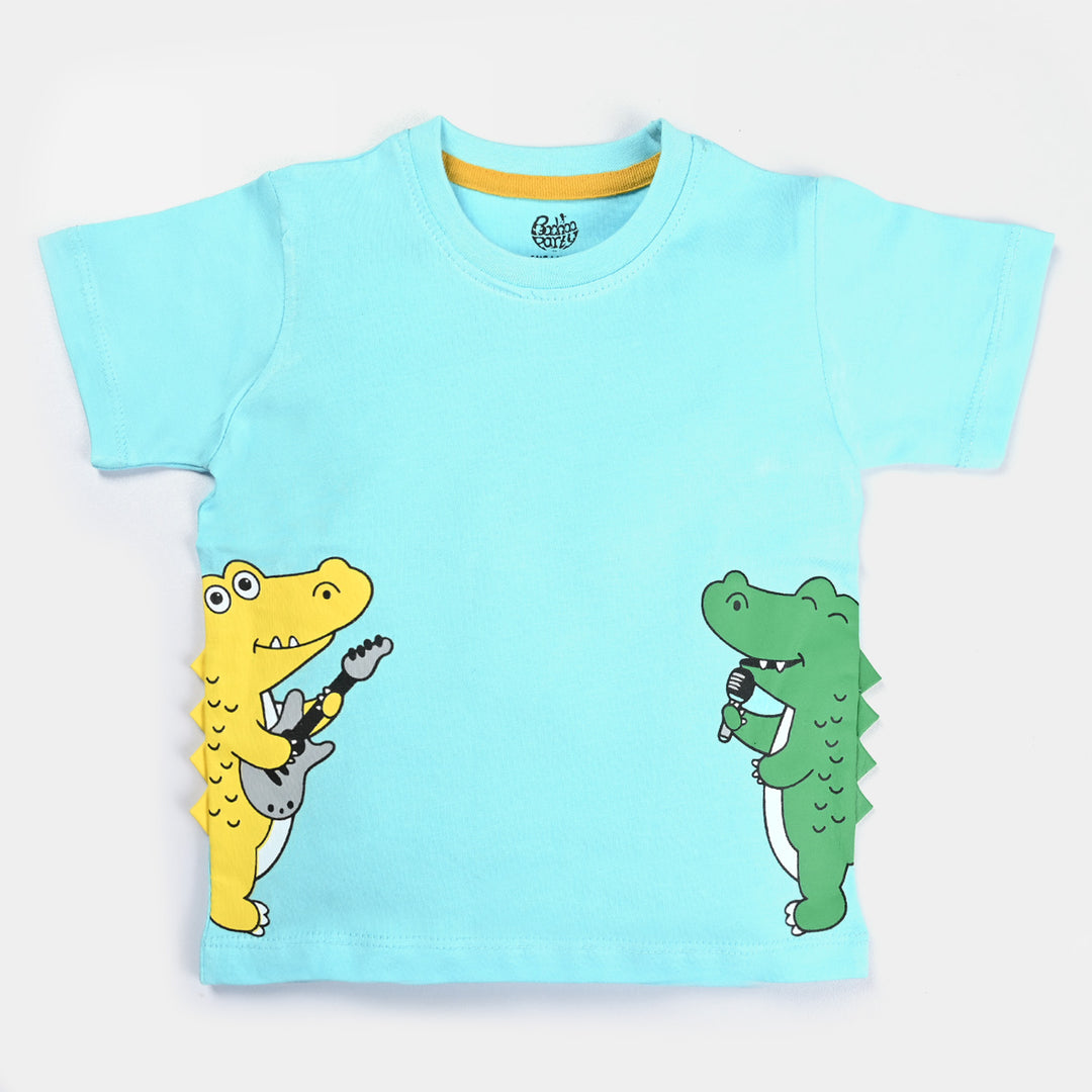 Infant Boys Cotton Jersey T-Shirt Crocodile | T. Turquoise