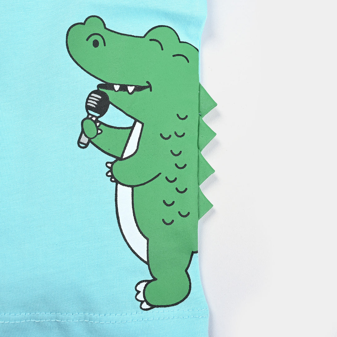 Infant Boys Cotton Jersey T-Shirt Crocodile | T. Turquoise