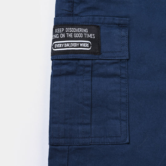 Boys Cotton Twill Pant Keep Going-NAVY