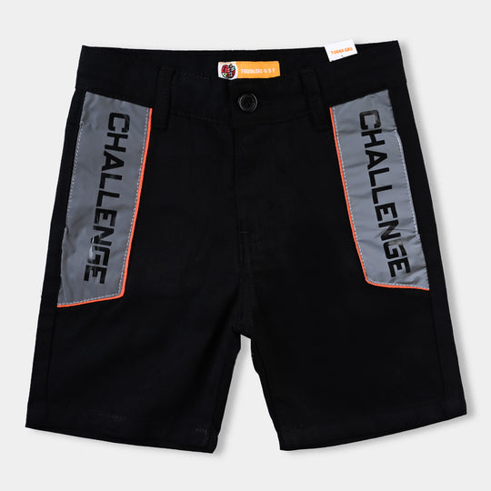 Boys Cotton Twill Short Challenge-BLACK