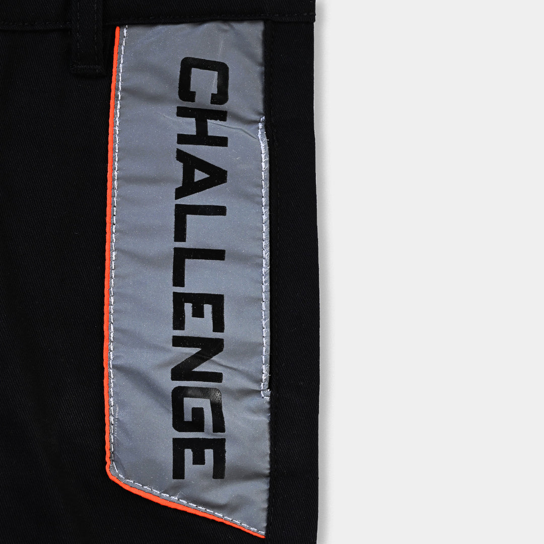 Boys Cotton Twill Short Challenge-BLACK