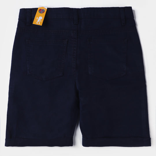 Boys Cotton Twill Short Basic-Navy