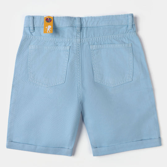 Boys Cotton Twill Short Basic-Sky Blue