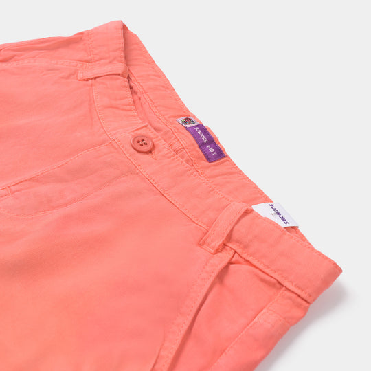 Boys Cotton Twill Short Basic-Coral