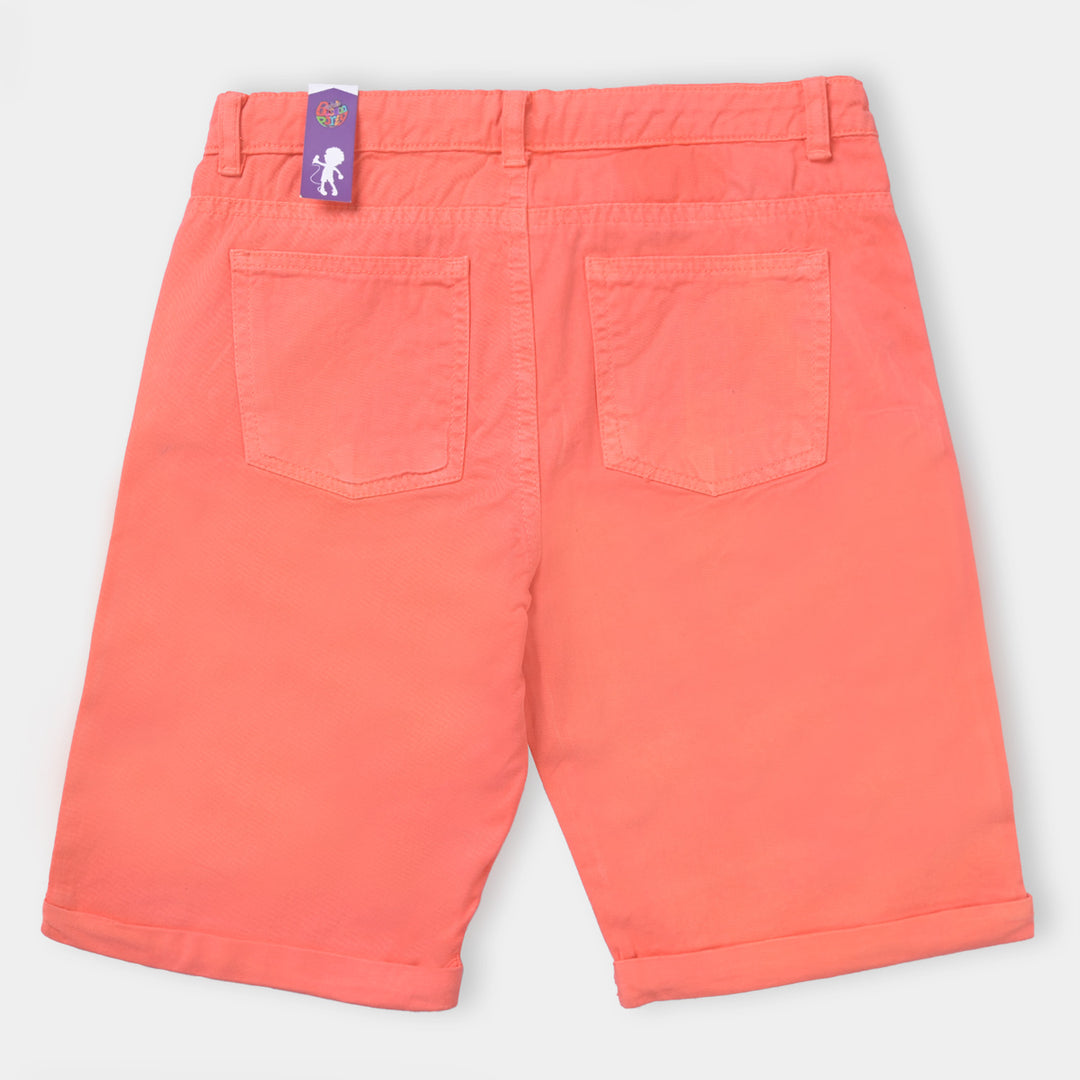 Boys Cotton Twill Short Basic-Coral