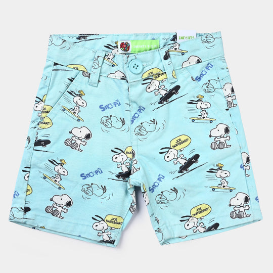 Infant Boys Cotton Short Printed-SKY BLUE