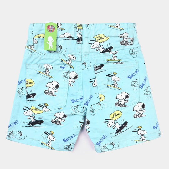 Infant Boys Cotton Short Printed-SKY BLUE