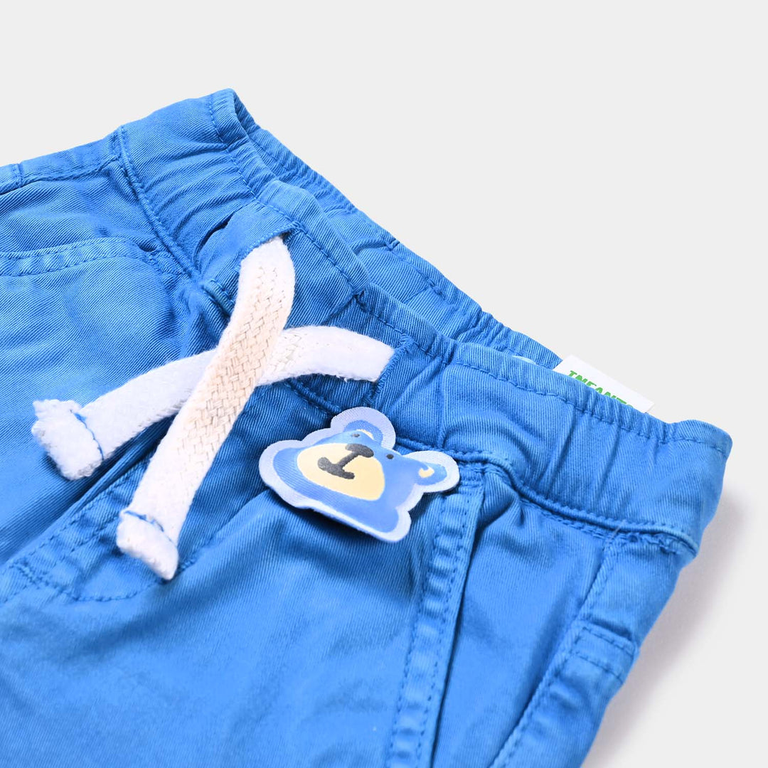 Infant Boys Cotton Twill Short Bear Hanging-R.Blue