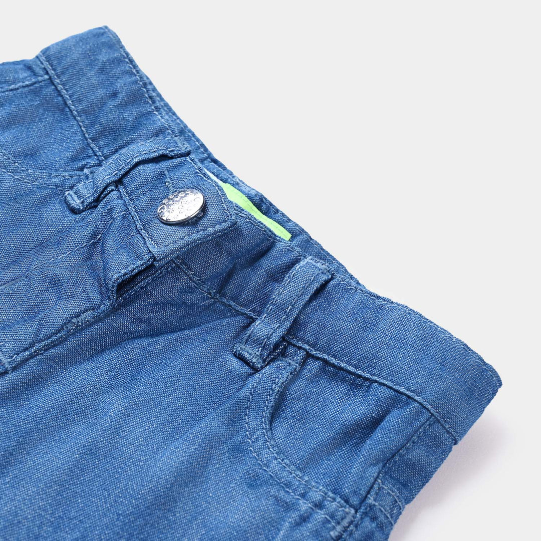 Infant Girls Denim Short Character-Mid Blue