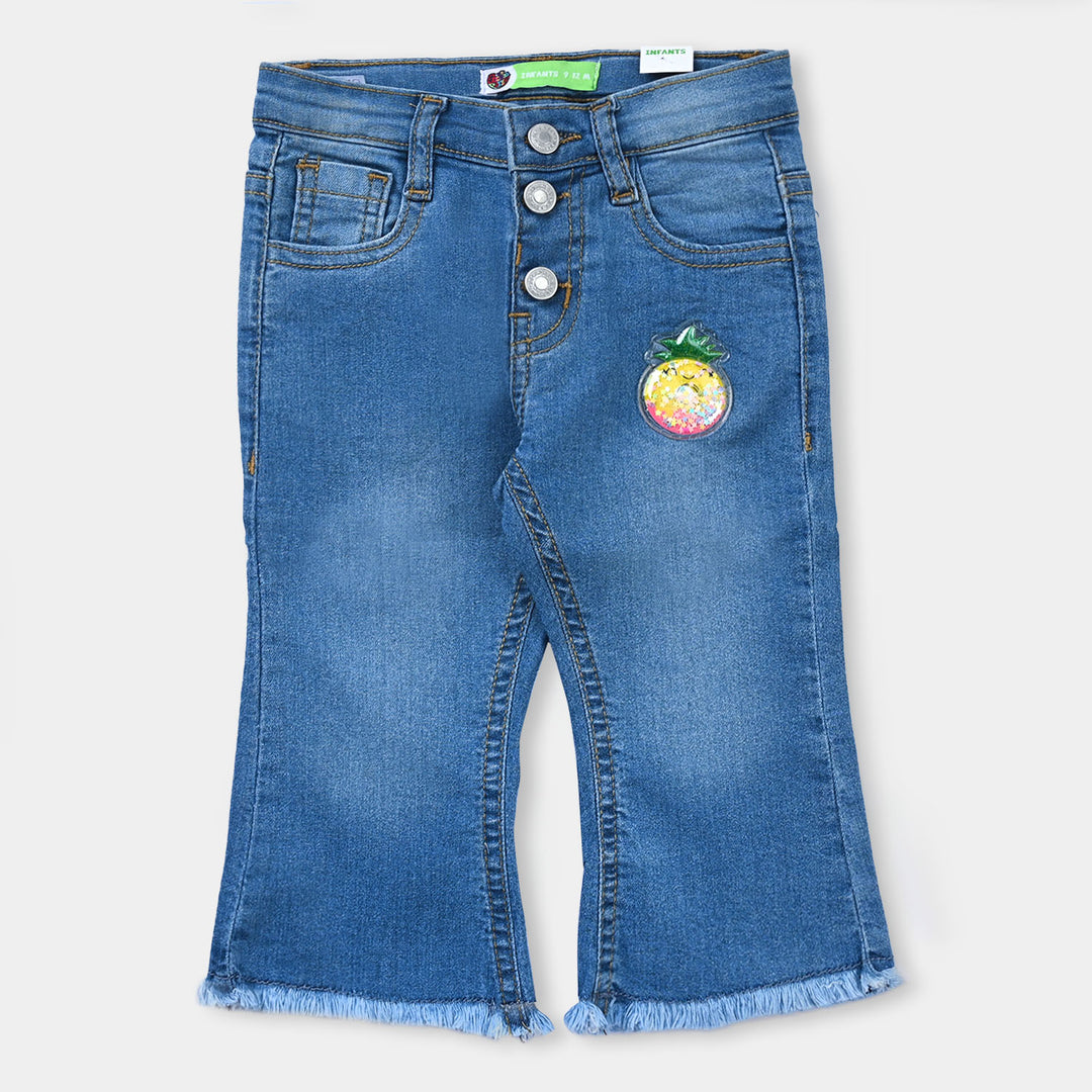 Infant Girl's Denim Stretch Pant Pine Apple-LIGHT BLUE-Denim Stretch