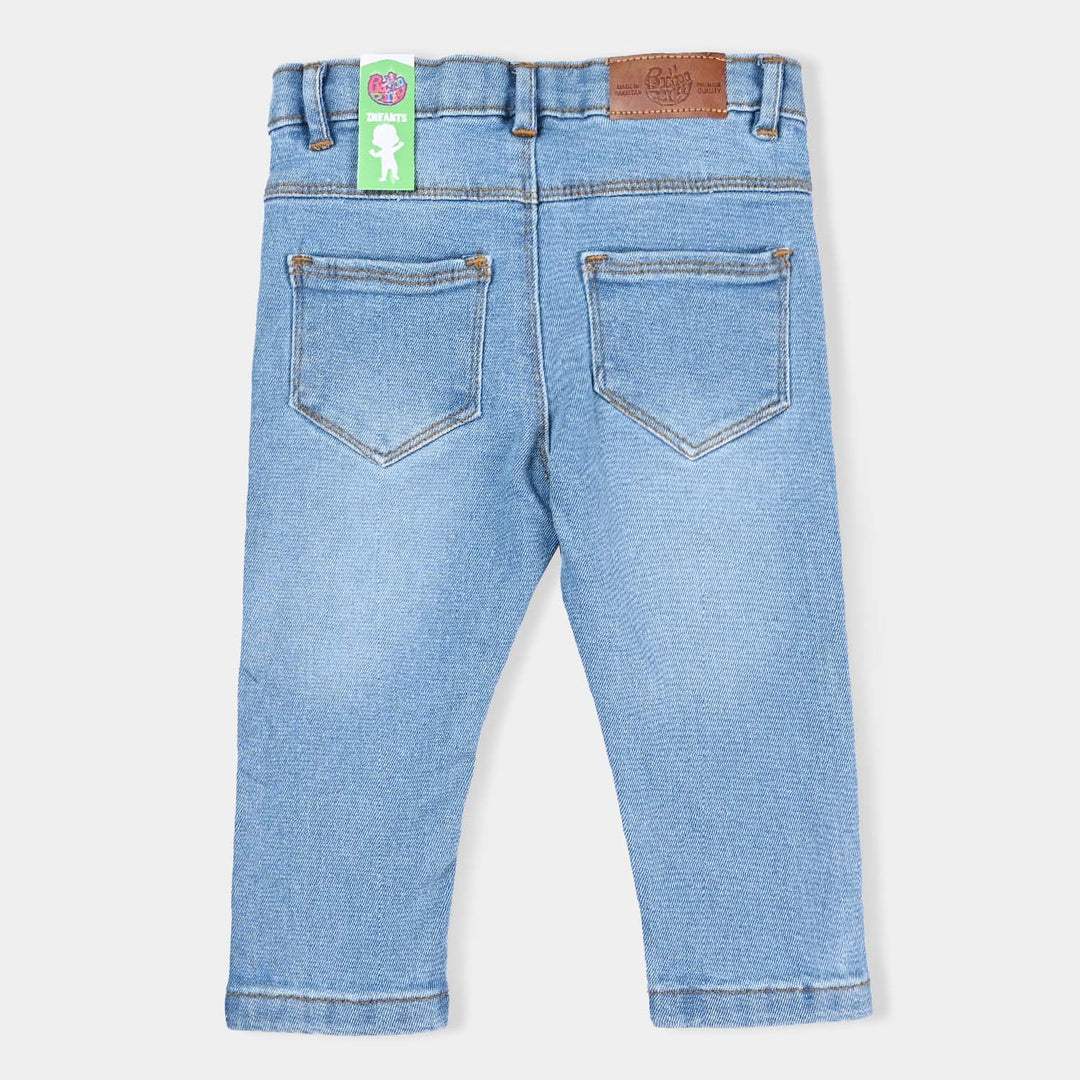 Infant Boys Denim Stretch Pant Patches-LIGHT BLUE