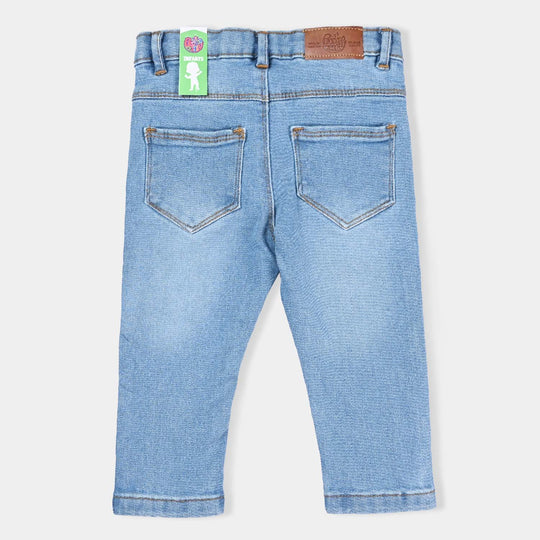 Infant Boys Denim Stretch Pant Patches-LIGHT BLUE