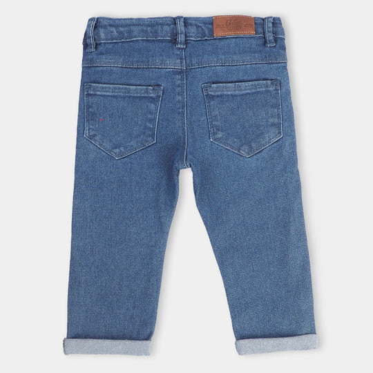 Infant Boy's Denim Stretch Pant Raw Some -Mid-Blue