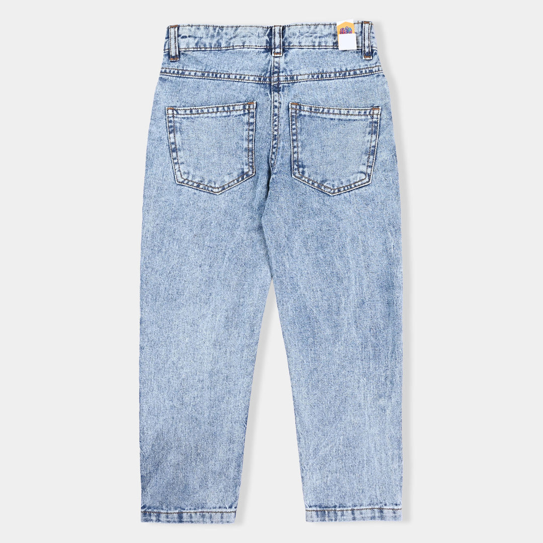 Girls Denim Pant Studs-Ice Blue