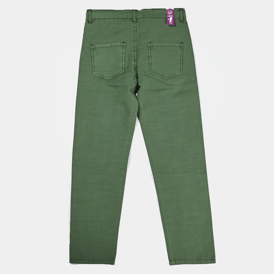 Boys Cotton Slub Pant Club-Olive