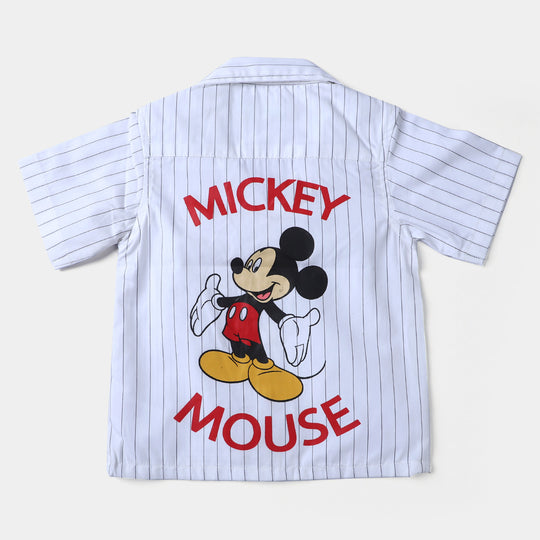 Infant Boys Yarn Dyed Casual Shirt Character| White